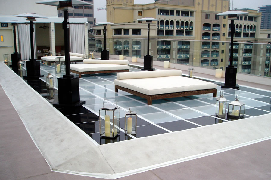 New York Roof Top Feature Commercial Pool Design by Omega Pool Structures, Inc