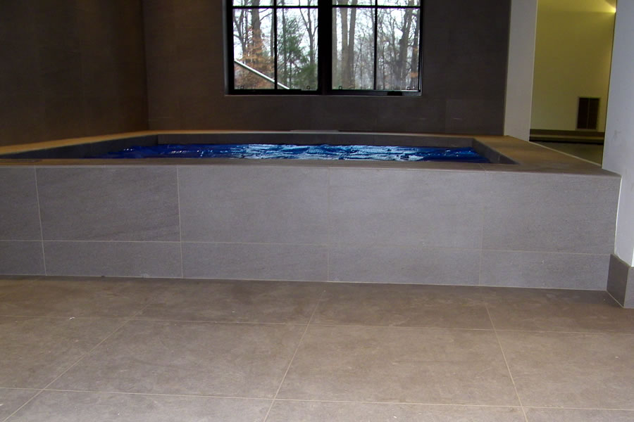 Indoor Lap Pool and Spa with Pool Cover Residential Pool Design by Omega Pool Structures, Inc