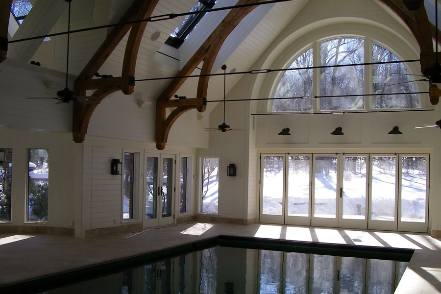 Indoor Pool with Custom Tile Residential Pool Design by Omega Pool Structures, Inc