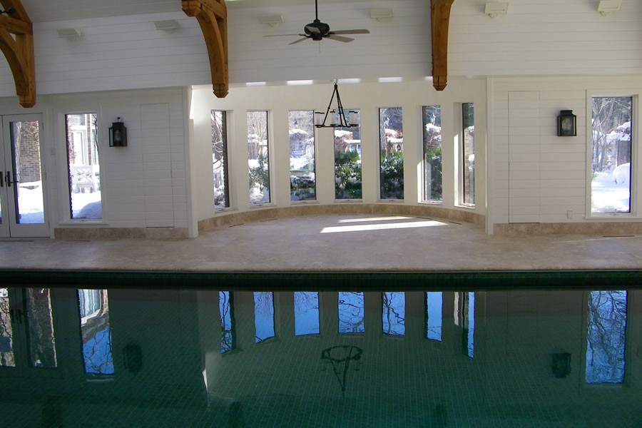 Indoor Pool with Custom Tile Residential Pool Design by Omega Pool Structures, Inc