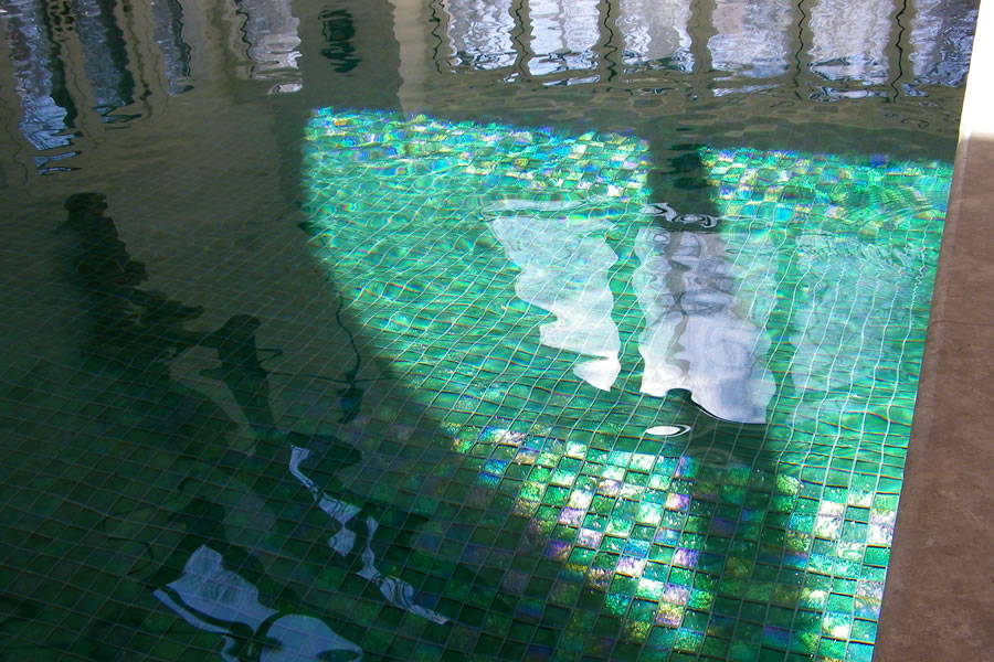 Indoor Pool with Custom Tile Residential Pool Design by Omega Pool Structures, Inc